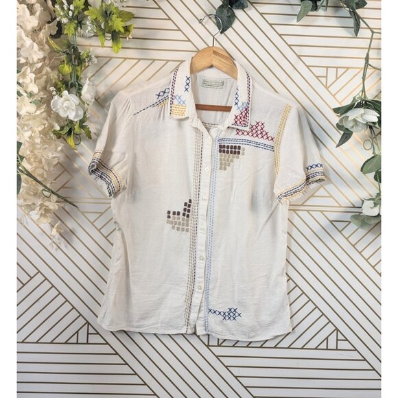 Urban Outfitters Tops - URBAN OUTFITTER'S Women's Willow Embroidered Button Through Shirt Collared M REA